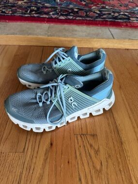 On Running Women's Athletic Shoes in Light Blue and White